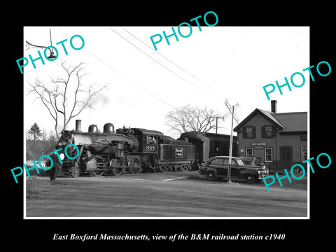 OLD LARGE HISTORIC PHOTO OF EAST BOXFORD MASSACHUSETTS B&M RAILROAD DEPOT c1940