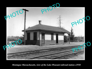 OLD LARGE HISTORIC PHOTO OF MONTAGUE MASSACHUSETTS, THE L/P RAILROAD DEPOT c1950