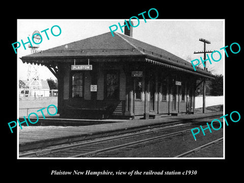 OLD LARGE HISTORIC PHOTO OF PLAISTOW NEW HAMPSHIRE, THE B&M RAILROAD DEPOT c1930