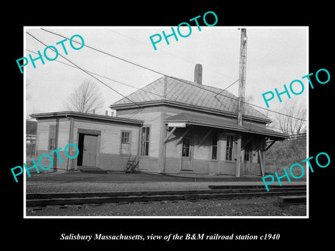 OLD LARGE HISTORIC PHOTO OF SALISBURY MASSACHUSETTS, THE B&M RAILROAD DEPOT 1940