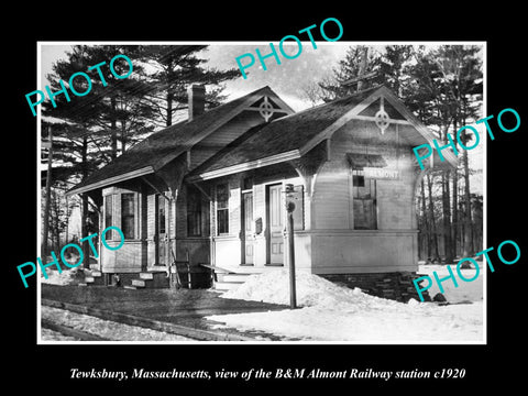 OLD LARGE HISTORIC PHOTO OF TEWKEBURY MASSACHUSETTS, ALMONT RAILROAD DEPOT c1920