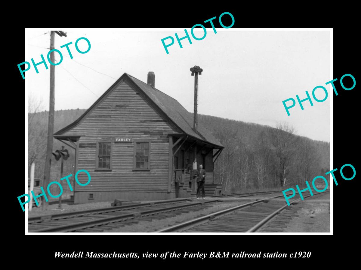 OLD LARGE HISTORIC PHOTO OF WENDELL MASSACHUSETTS, FARLEY RAILROAD DEPOT c1920