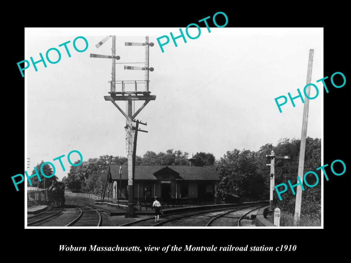 OLD LARGE HISTORIC PHOTO OF WOBURN MASSACHUSETTS, MONTVALE RAILROAD DEPOT c1910