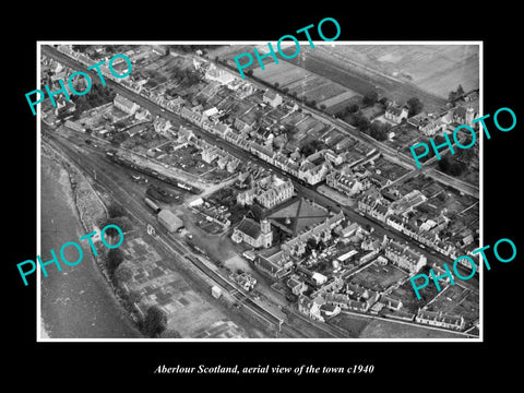 OLD LARGE HISTORIC PHOTO OF ABERLOUR SCOTLAND, AERIAL VIEW OF THE TOWN c1940 1