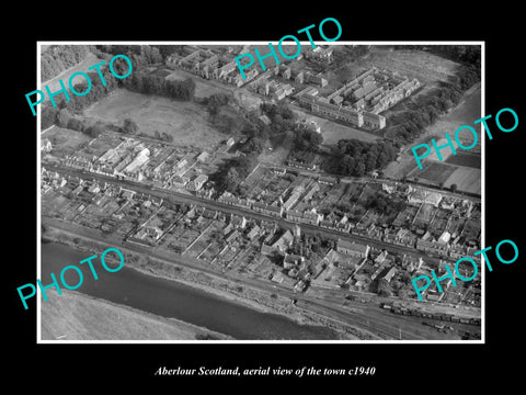 OLD LARGE HISTORIC PHOTO OF ABERLOUR SCOTLAND, AERIAL VIEW OF THE TOWN c1940 2