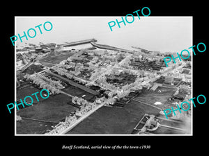 OLD LARGE HISTORIC PHOTO OF BANFF SCOTLAND, AERIAL VIEW OF THE TOWN c1930 1