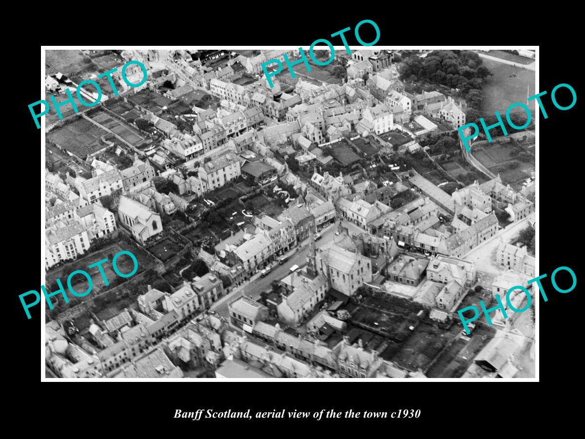 OLD LARGE HISTORIC PHOTO OF BANFF SCOTLAND, AERIAL VIEW OF THE TOWN c1930 4