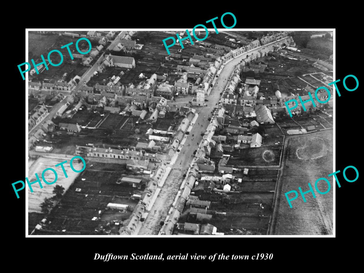 OLD LARGE HISTORIC PHOTO OF DUFFTOWN SCOTLAND, AERIAL VIEW OF TOWN c1930 1