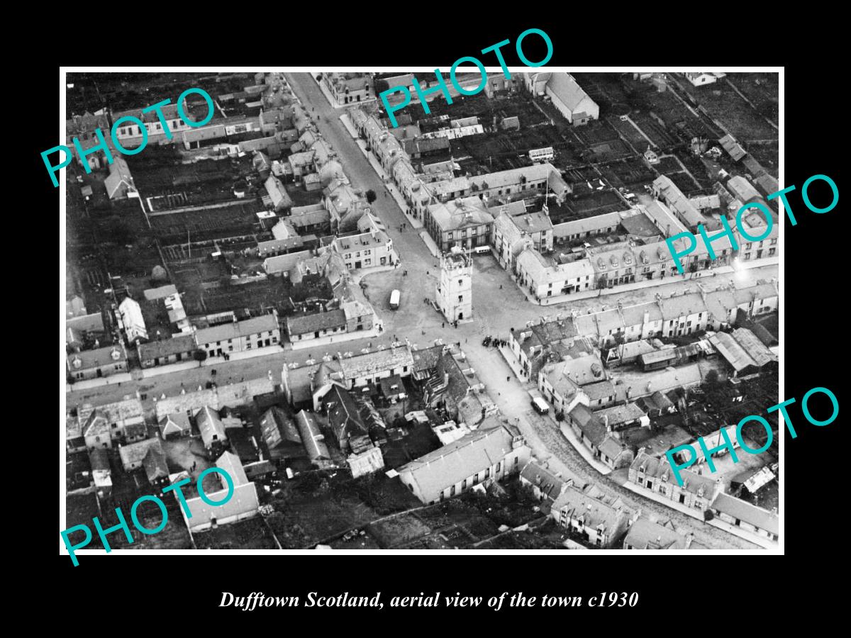 OLD LARGE HISTORIC PHOTO OF DUFFTOWN SCOTLAND, AERIAL VIEW OF TOWN c1930 2