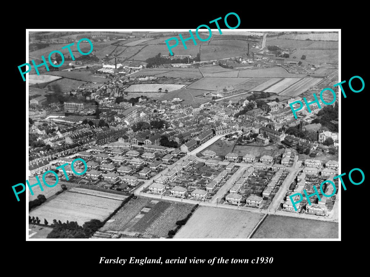 OLD LARGE HISTORIC PHOTO OF FARSLEY SCOTLAND, AERIAL VIEW OF THE TOWN c1930 1