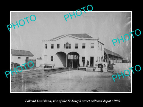 OLD LARGE HISTORIC PHOTO OF LAKEND LOUISIANA, THE ST JOSEPH RAILROAD DEPOT c1900