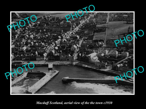 OLD LARGE HISTORIC PHOTO OF MACDUFF SCOTLAND, AERIAL VIEW OF THE TOWN c1930 3