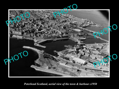 OLD LARGE HISTORIC PHOTO OF PETERHEAD SCOTLAND, AERIAL VIEW OF THE TOWN c1950 4