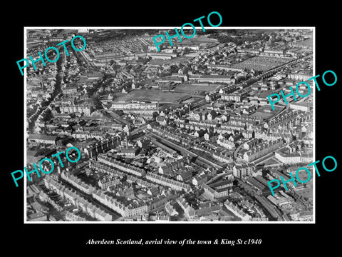 OLD LARGE HISTORIC PHOTO OF ABERDEEN SCOTLAND, VIEW OF THE TOWN & KING ST 1940