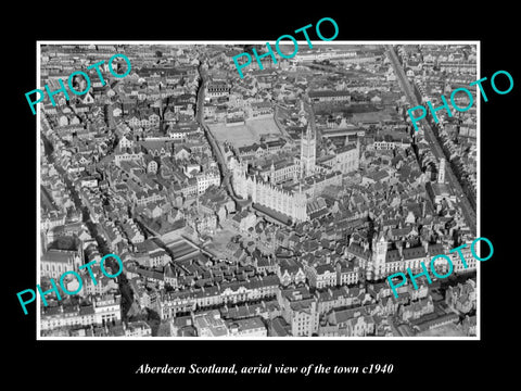 OLD LARGE HISTORIC PHOTO OF ABERDEEN SCOTLAND, AERIAL VIEW OF THE TOWN c1940 2