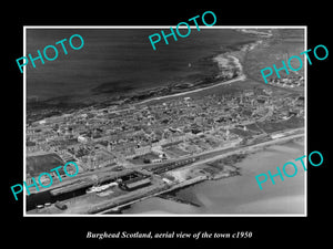 OLD LARGE HISTORIC PHOTO OF BURGHEAD SCOTLAND, AERIAL VIEW OF TOWN c1950 1