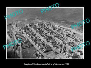 OLD LARGE HISTORIC PHOTO OF BURGHEAD SCOTLAND, AERIAL VIEW OF TOWN c1950 2