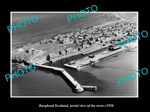 OLD LARGE HISTORIC PHOTO OF BURGHEAD SCOTLAND, AERIAL VIEW OF TOWN c1950 3