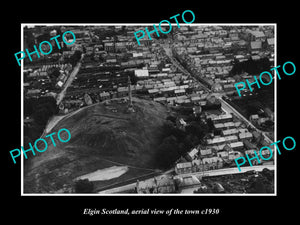 OLD LARGE HISTORIC PHOTO OF ELGIN SCOTLAND, AERIAL VIEW OF THE TOWN c1930 2