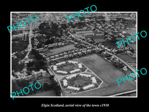 OLD LARGE HISTORIC PHOTO OF ELGIN SCOTLAND, AERIAL VIEW OF THE TOWN c1930 3