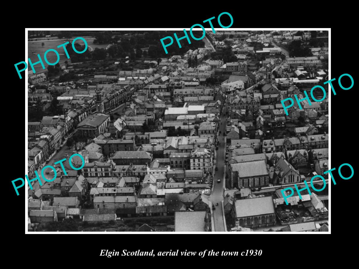 OLD LARGE HISTORIC PHOTO OF ELGIN SCOTLAND, AERIAL VIEW OF THE TOWN c1930 4