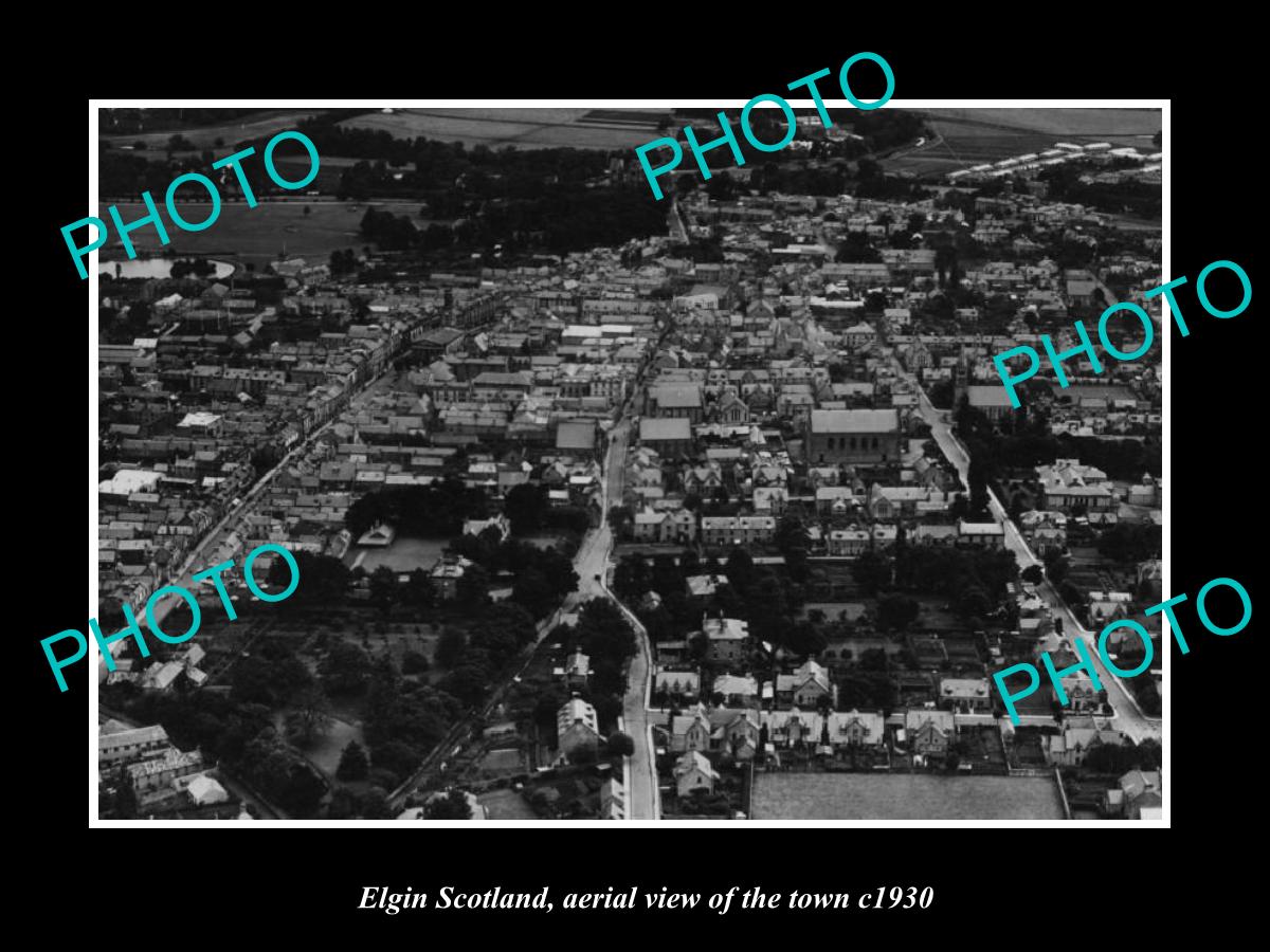 OLD LARGE HISTORIC PHOTO OF ELGIN SCOTLAND, AERIAL VIEW OF THE TOWN c1930 5