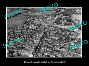 OLD LARGE HISTORIC PHOTO OF FORRES SCOTLAND, AERIAL VIEW OF THE TOWN c1950 1