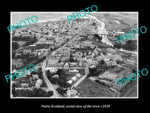 OLD LARGE HISTORIC PHOTO OF NAIRN SCOTLAND, AERIAL VIEW OF THE TOWN c1930 1