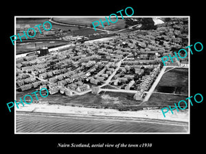 OLD LARGE HISTORIC PHOTO OF NAIRN SCOTLAND, AERIAL VIEW OF THE TOWN c1930 3