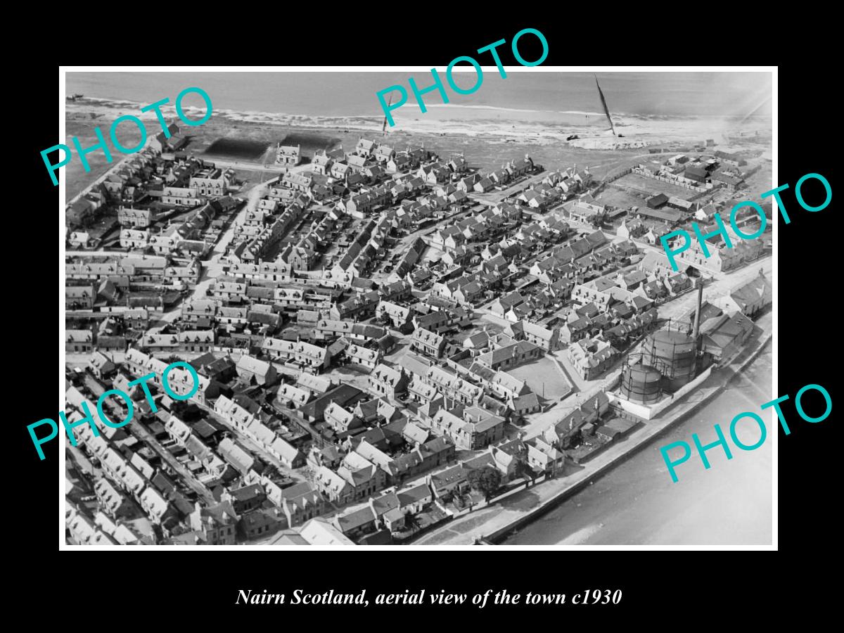 OLD LARGE HISTORIC PHOTO OF NAIRN SCOTLAND, AERIAL VIEW OF THE TOWN c1930 4