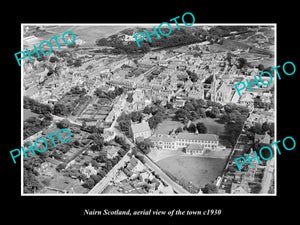 OLD LARGE HISTORIC PHOTO OF NAIRN SCOTLAND, AERIAL VIEW OF THE TOWN c1930 5