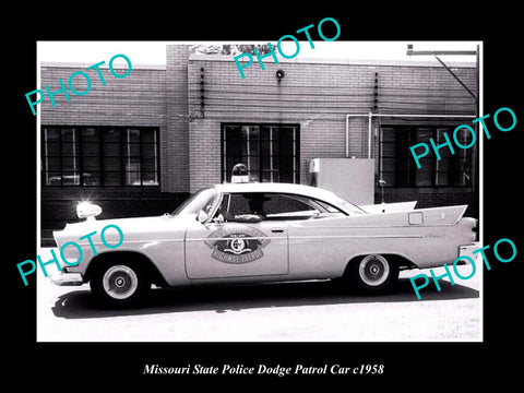 OLD LARGE HISTORIC PHOTO OF MISSOURI STATE POLICE DODGE PATROL CAR c1958