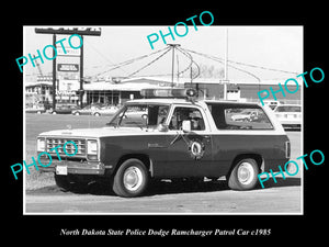 OLD LARGE HISTORIC PHOTO OF NORTH DAKOTA POLICE DODGE RAMCHARGER PATROL CAR 1985