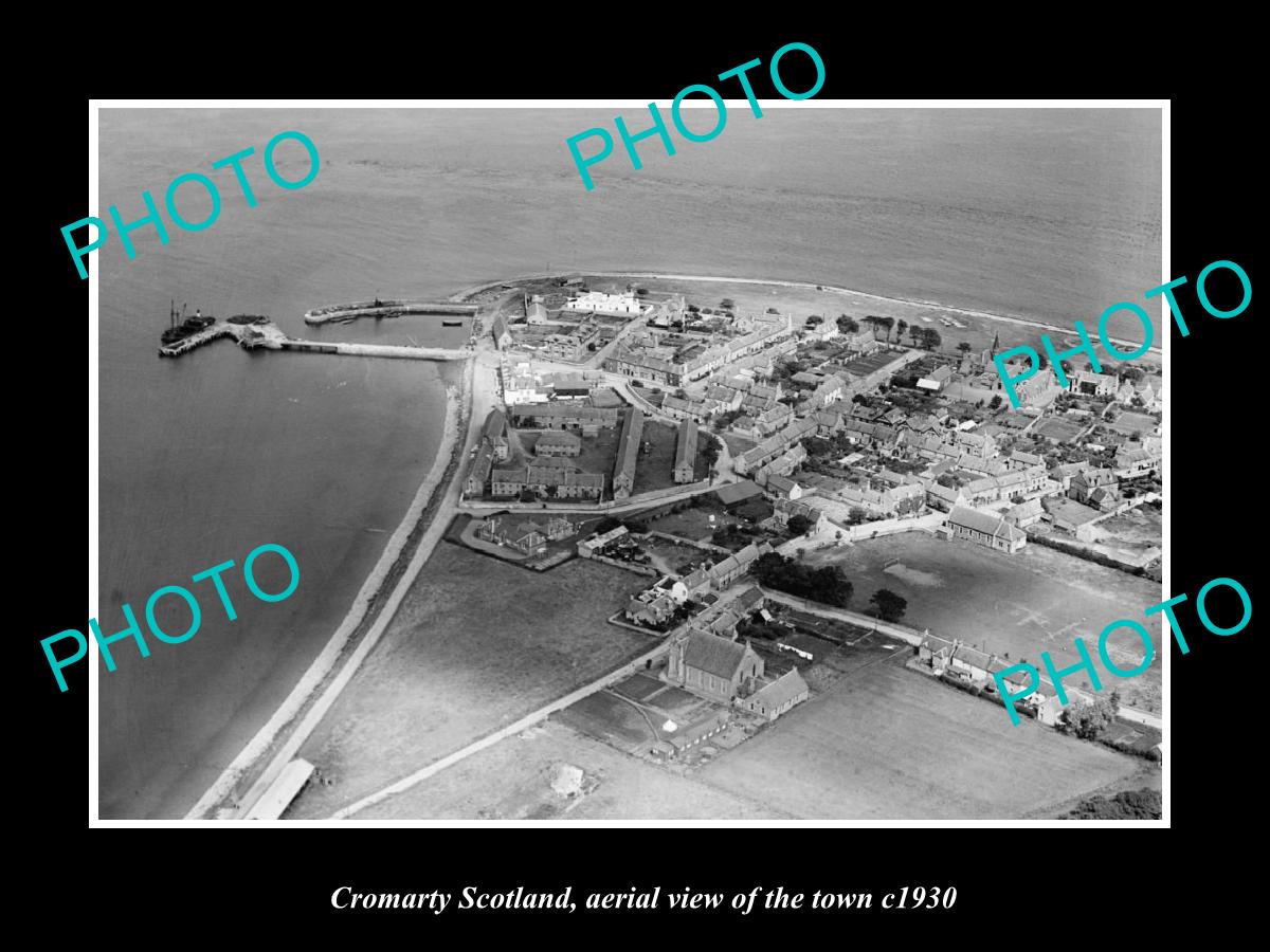 OLD LARGE HISTORIC PHOTO OF CROMARTY SCOTLAND, AERIAL VIEW OF THE TOWN c1930 1