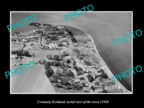 OLD LARGE HISTORIC PHOTO OF CROMARTY SCOTLAND, AERIAL VIEW OF THE TOWN c1930 2