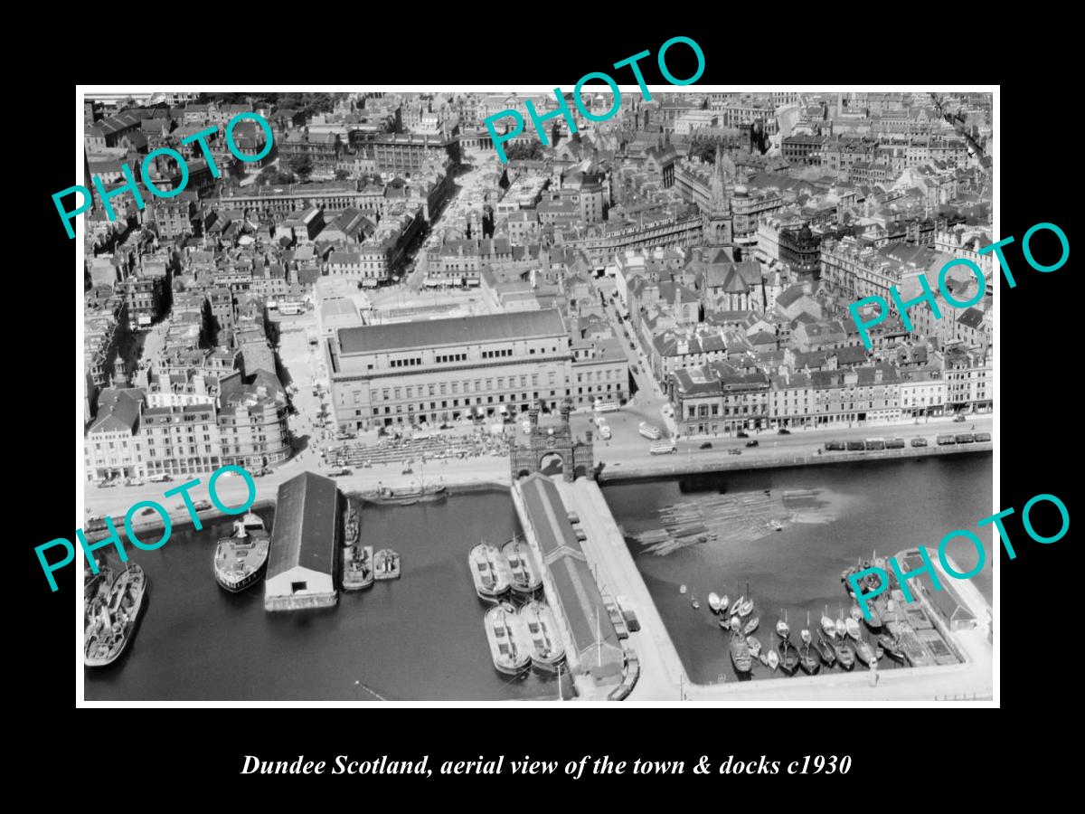 OLD LARGE HISTORIC PHOTO OF DUNDEE SCOTLAND, AERIAL VIEW OF TOWN & DOCKS c1930 3