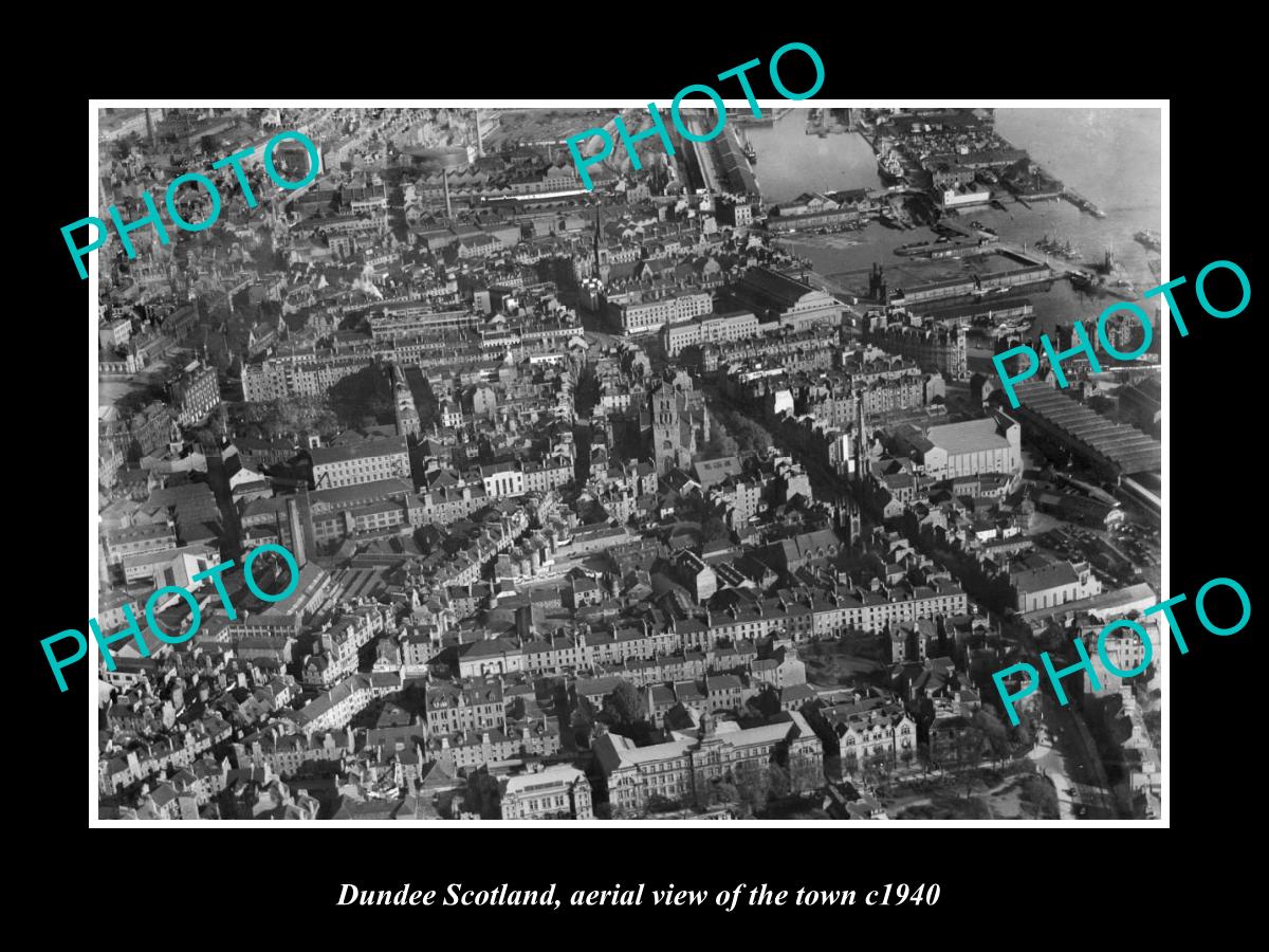 OLD LARGE HISTORIC PHOTO OF DUNDEE SCOTLAND, AERIAL VIEW OF THE TOWN c1940 2