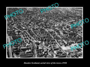 OLD LARGE HISTORIC PHOTO OF DUNDEE SCOTLAND, AERIAL VIEW OF THE TOWN c1950 2