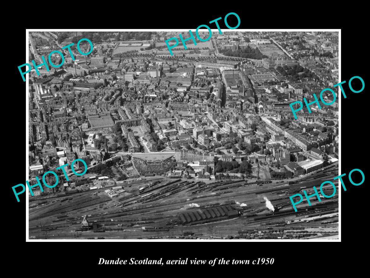 OLD LARGE HISTORIC PHOTO OF DUNDEE SCOTLAND, AERIAL VIEW OF THE TOWN c1950 3