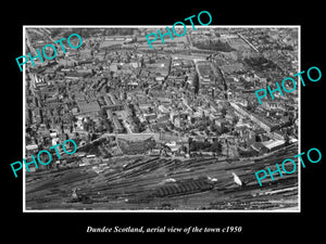 OLD LARGE HISTORIC PHOTO OF DUNDEE SCOTLAND, AERIAL VIEW OF THE TOWN c1950 3