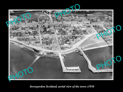 OLD LARGE HISTORIC PHOTO OF INVERGORDON SCOTLAND, AERIAL VIEW OF TOWN c1930 2