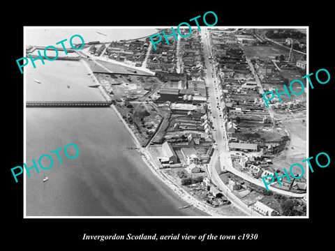 OLD LARGE HISTORIC PHOTO OF INVERGORDON SCOTLAND, AERIAL VIEW OF TOWN c1930 3