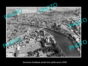 OLD LARGE HISTORIC PHOTO OF INVERNESS SCOTLAND, AERIAL VIEW OF THE TOWN c1930 2