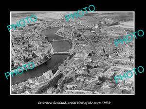 OLD LARGE HISTORIC PHOTO OF INVERNESS SCOTLAND, AERIAL VIEW OF THE TOWN c1930 3