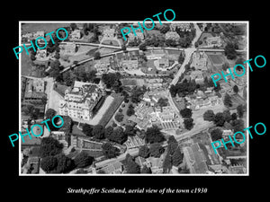 OLD LARGE HISTORIC PHOTO OF STRATHPEFFER SCOTLAND, AERIAL VIEW OF TOWN c1930 2