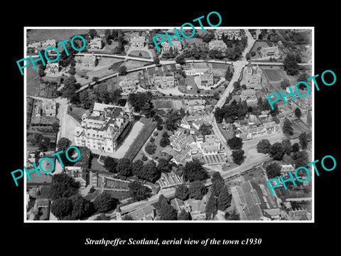 OLD LARGE HISTORIC PHOTO OF STRATHPEFFER SCOTLAND, AERIAL VIEW OF TOWN c1930 2