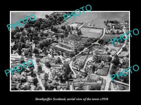 OLD LARGE HISTORIC PHOTO OF STRATHPEFFER SCOTLAND, AERIAL VIEW OF TOWN c1930 3