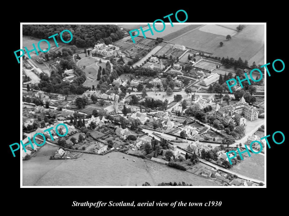 OLD LARGE HISTORIC PHOTO OF STRATHPEFFER SCOTLAND, AERIAL VIEW OF TOWN c1930 4