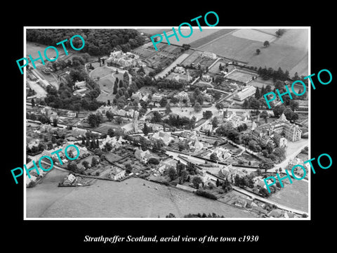 OLD LARGE HISTORIC PHOTO OF STRATHPEFFER SCOTLAND, AERIAL VIEW OF TOWN c1930 4