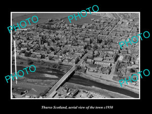 OLD LARGE HISTORIC PHOTO OF THURSO SCOTLAND, AERIAL VIEW OF THE TOWN c1950 1